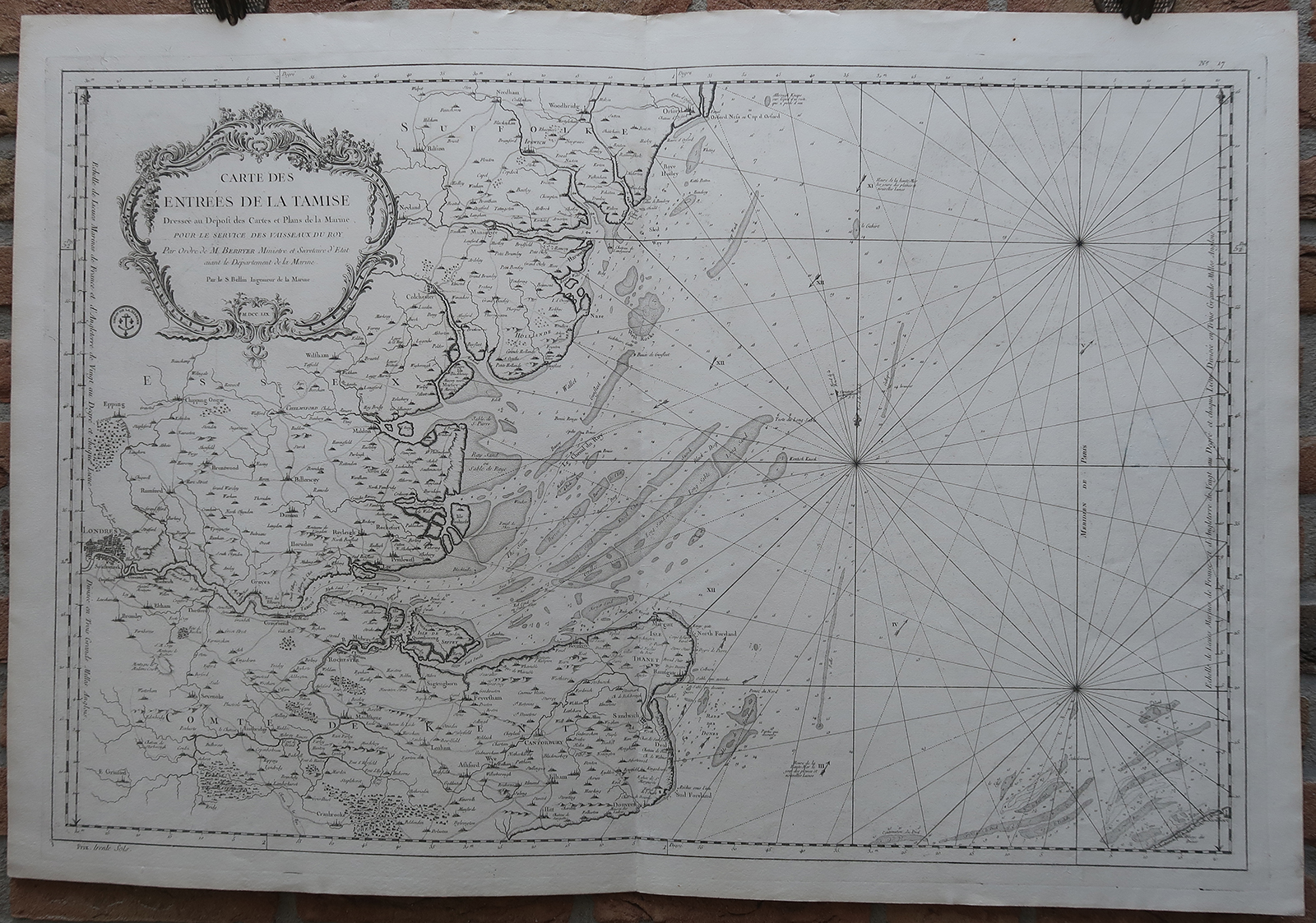 IMG 0079 2 416x292 Antique map-SEA CHART-ENGLAND-THAMES-LONDON-Bellin-Depot de la Marine-1765