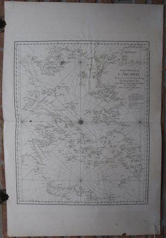 Antique map-AGAEAN SEA-CHART-GREECE-TURKEY-CRETE-Bellin-Maurepas-1738
