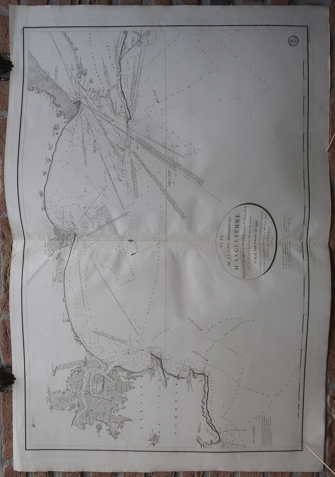 , Antique map-SEA CHART-ENGLAND-DORSET-WIGHT-BOURNEMOUTH-Depot de la Marine-1824, Pictura Antique Prints