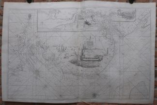 Antique Map-COASTAL MAP-ENGLAND-LONDON-THAMES-SEA CHART-Collins-Harris-c.1693