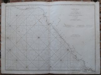 Antique map-SEA CHART-INDIA-CALCUTTA-MADRAS-PUDUCHERRY-Mannevillette-1775