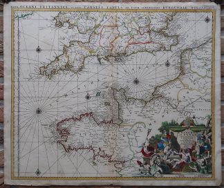 Antique Map-CHANNEL-ENGLAND-FRANCE-SEA CHART-Jaillot-c.1680