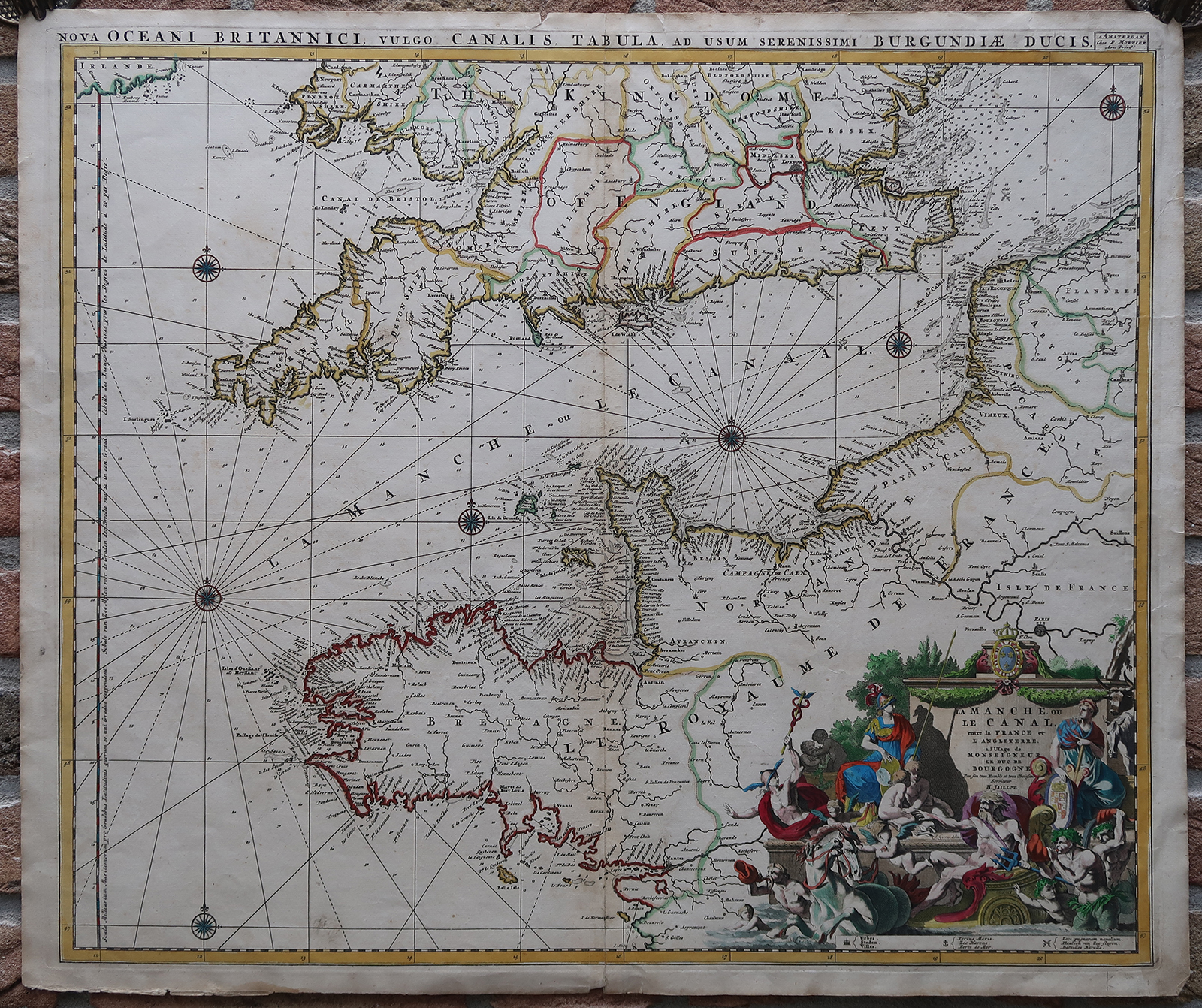 , Antique Map-CHANNEL-ENGLAND-FRANCE-SEA CHART-Jaillot-c.1680, Pictura Antique Prints