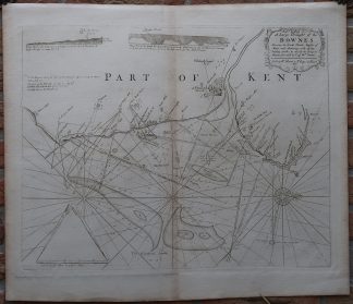Antique map-SEA CHART-ENGLAND-KENT-DOVER-MARGATE-SANDWICH-Mount & Page-1702