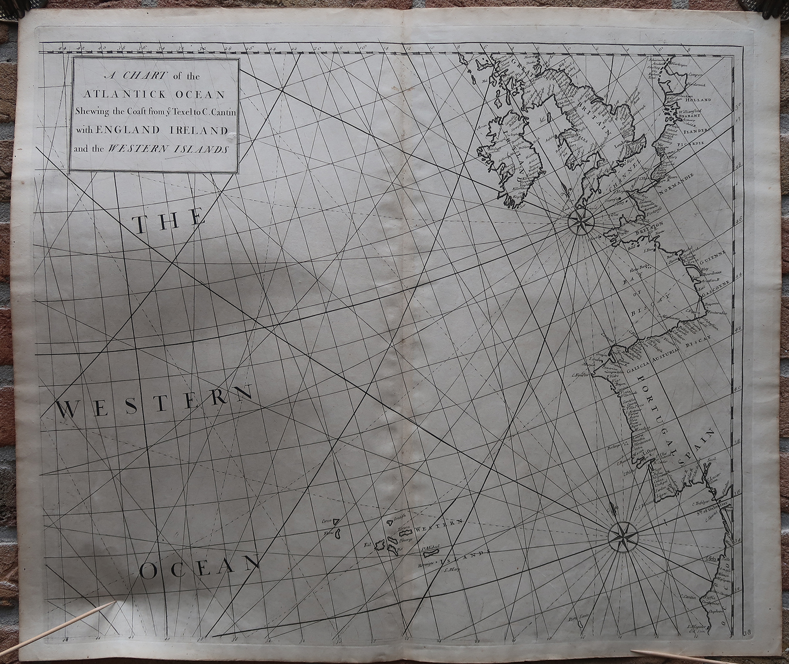 , Antique map-SEA CHART-WEST EUROPE-AZORES-ENGLAND-FRANCE-Senex-Knapton-1728, Pictura Antique Prints