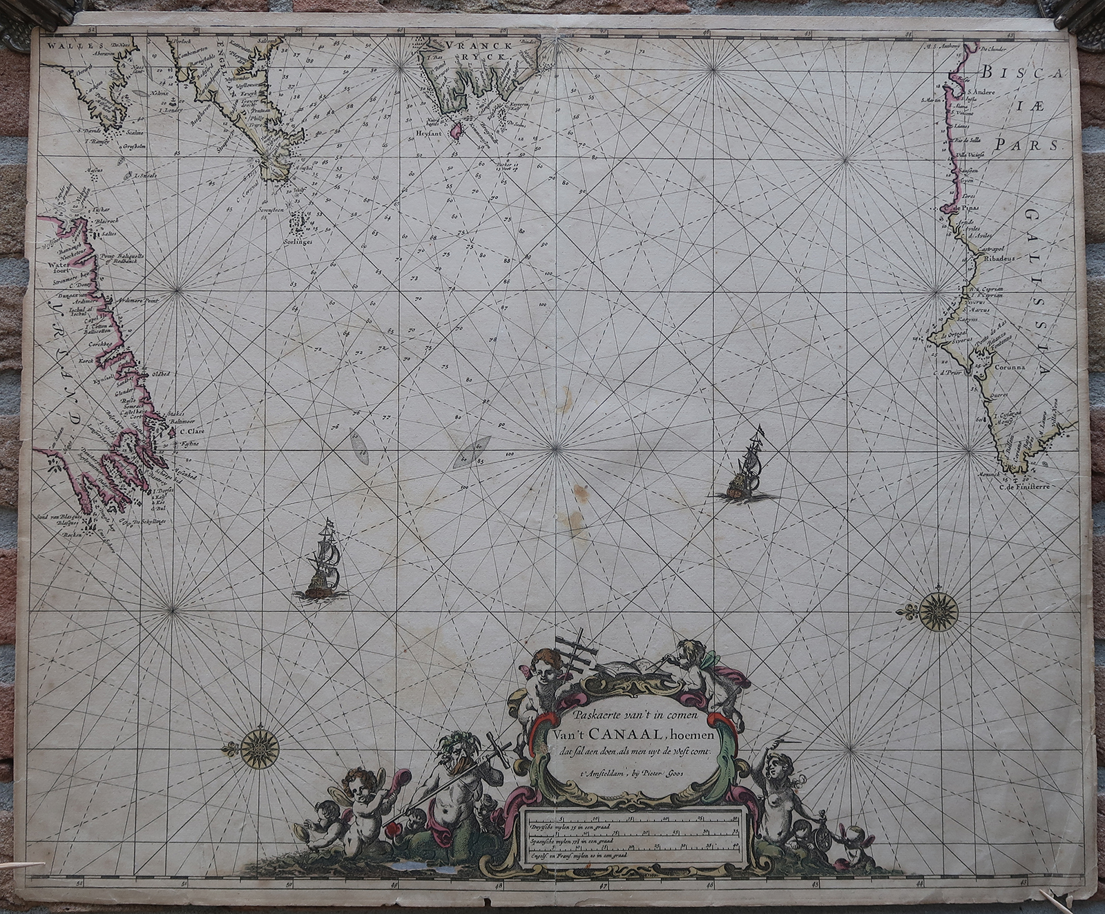 , Antique map-SEA CHART-ATLANTIC-THE CHANNEL-SPAIN-FRANCE-ENGLAND-Goos-1667, Pictura Antique Prints
