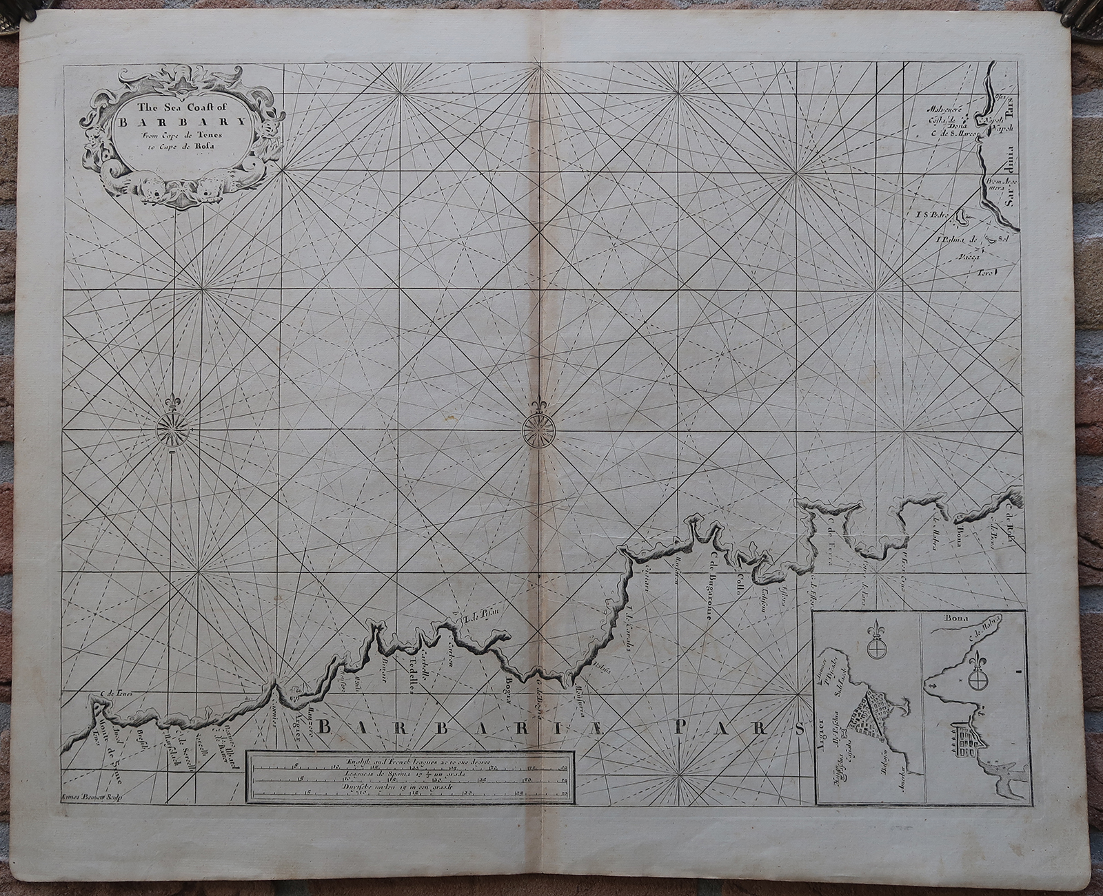 IMG 0309 2 416x338 Antique map-SEA CHART-AFRICA-ALGERIA-SARDINIA-ALGIERS-Thornton-Bennett-1703