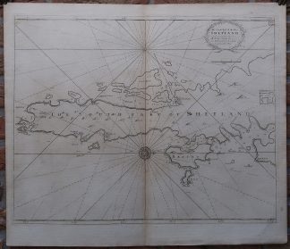 Antique map-SEA CHART-SHETLAND ISLANDS-BURRA-MOUSA-BRESSAY-Collins-1693