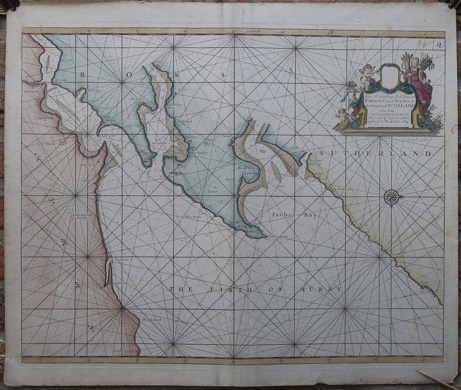 , Antique map-SEA CHART-SCOTLAND-INVERNESS-FIRTH OF MURRY-Collins-Moll-1689, Pictura Antique Prints