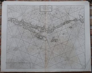 Antique map-SEA CHART-NORWAY-TRONDHEIM-MAELSTROM-Thornton-1702