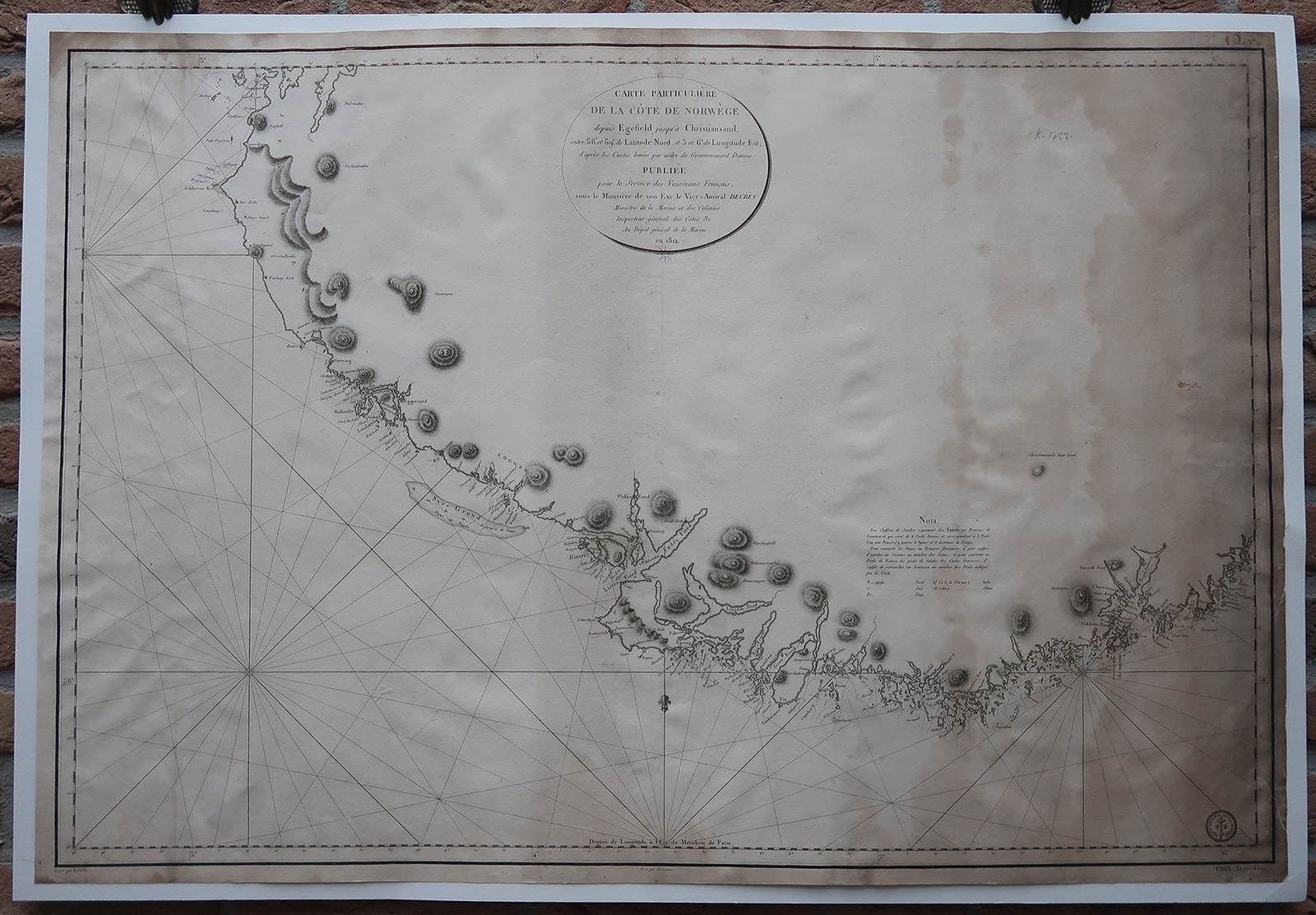 IMG 0376 2 416x289 Antique map-COAST-NORWAY-KRISTIANSAND-EGERSUND-Depot de la Marine-1812