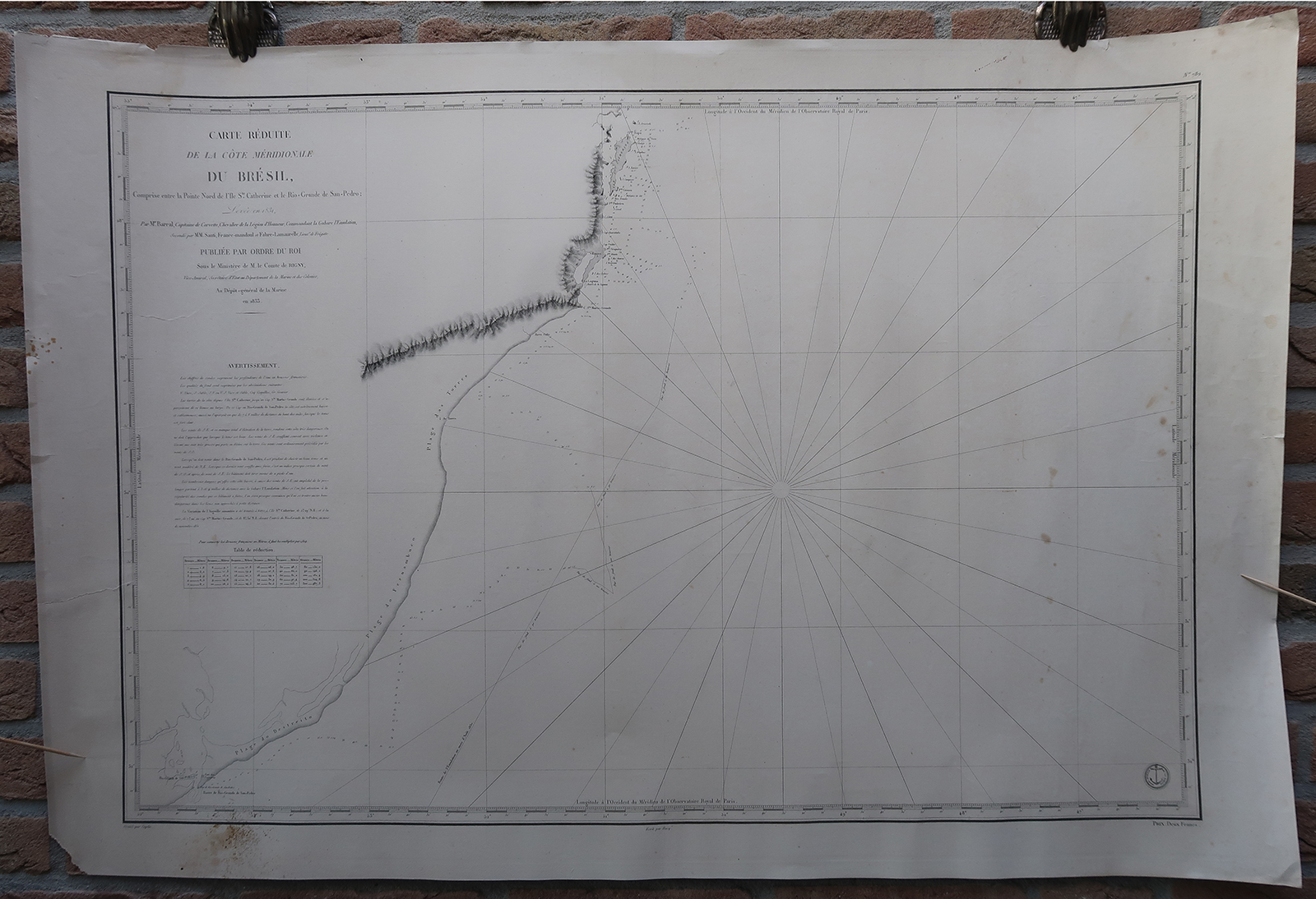 , Antique map-SEA CHART-COAST-BRASIL-SOUTH AMERICA-Depot de la Marine-1833, Pictura Antique Prints