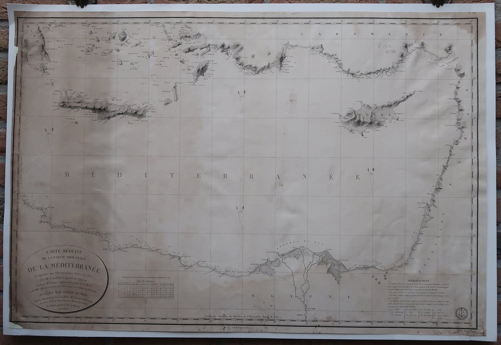 , Antique map-MEDITERRANEAN-COAST-EGYPT-TURKEY-Depot de la Marine-Collin-1829, Pictura Antique Prints
