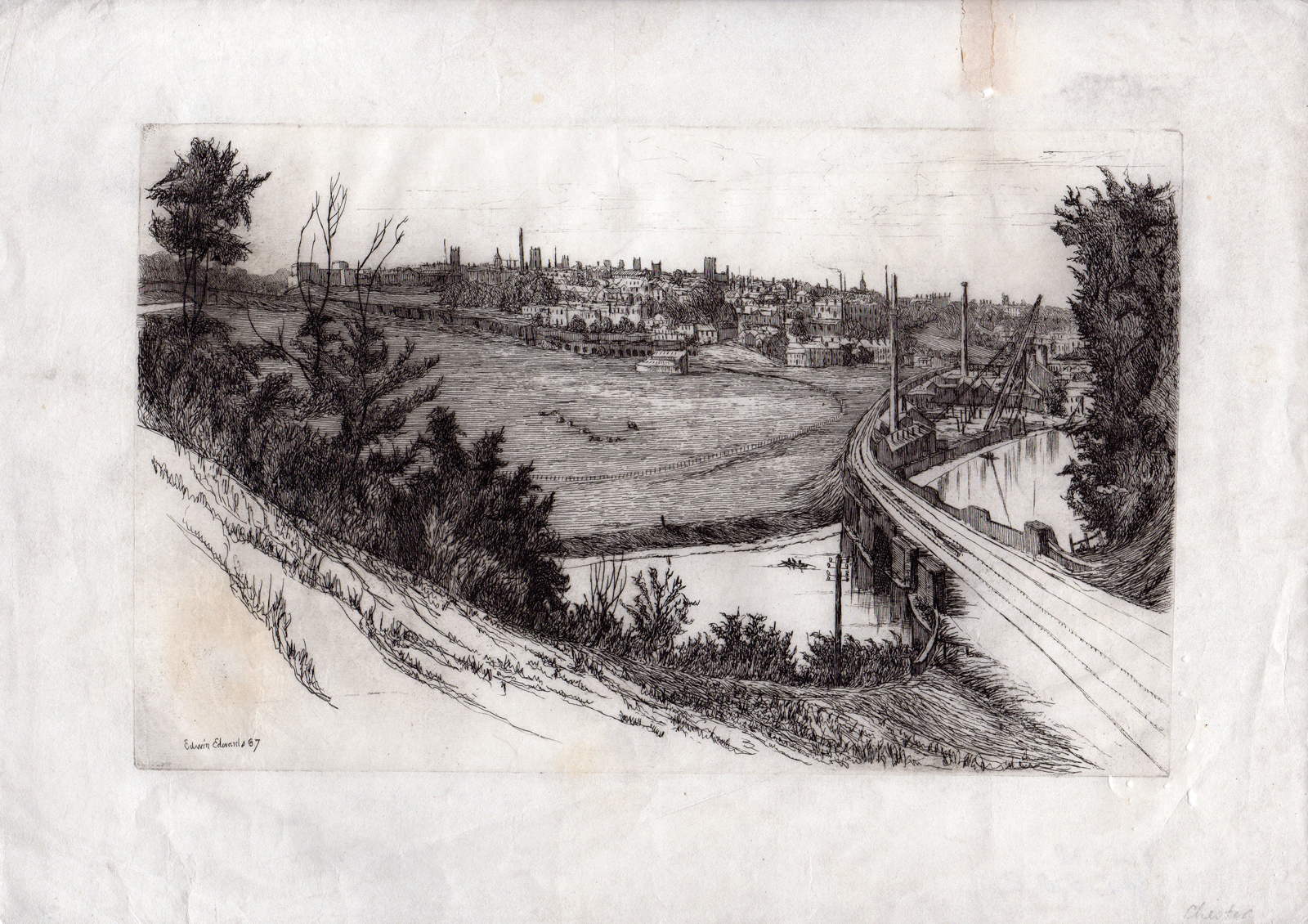 , Antique Print-CHESTER-CHESHIRE-RIVER DEE-Edwards-1867, Pictura Antique Prints