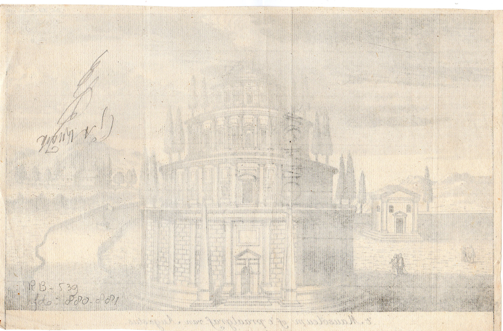 , Antique Print-MAUSOLEUM-EMPEROR AUGUSTUS-CAMPUS MARTIUS-ROME-ITALY-Lauro-c.1750, Pictura Antique Prints