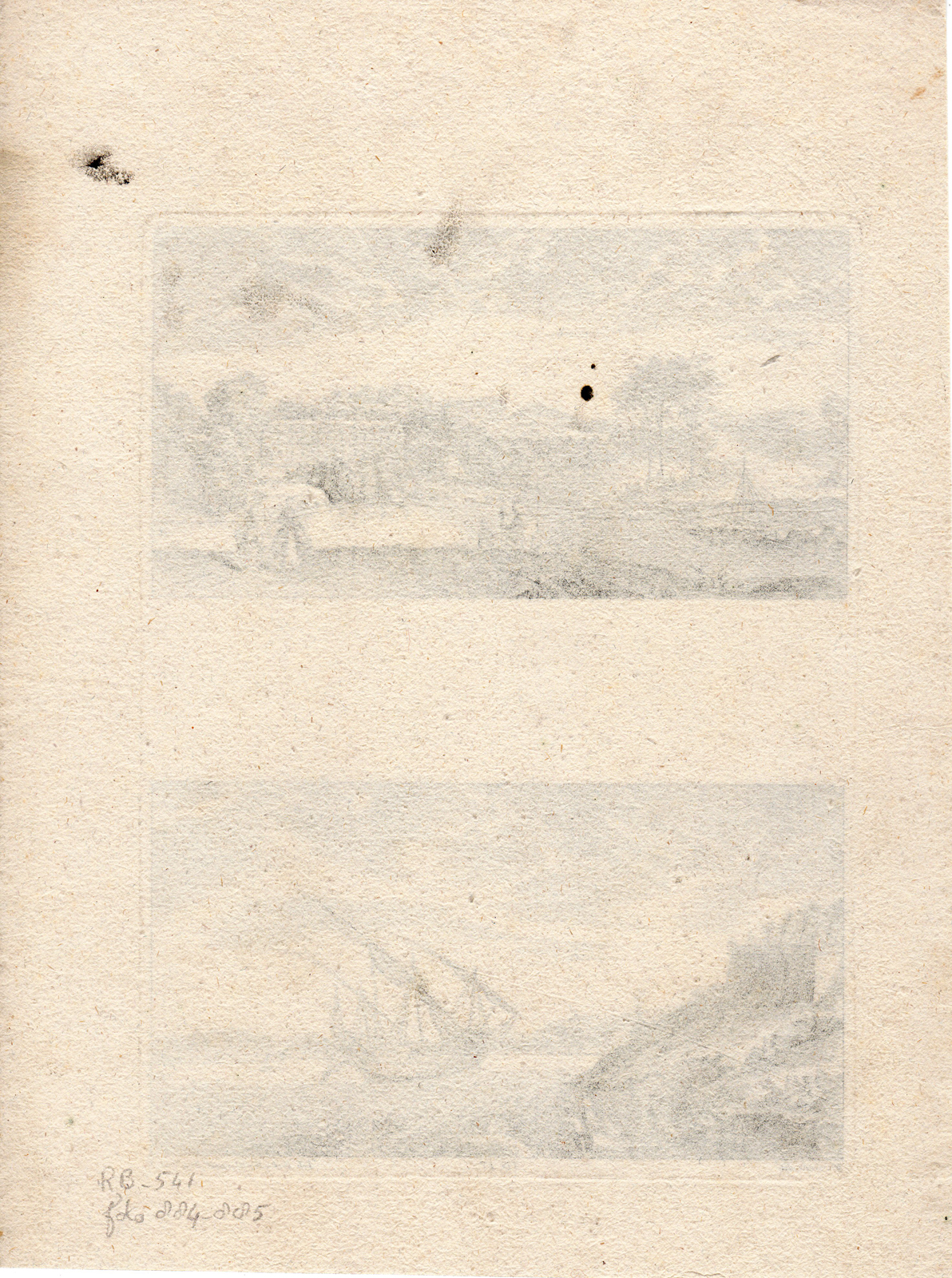 , 2 Antique Prints-LANDSCAPE-MARINE- SHIP-Ozanne-Hertel-c.1750, Pictura Antique Prints