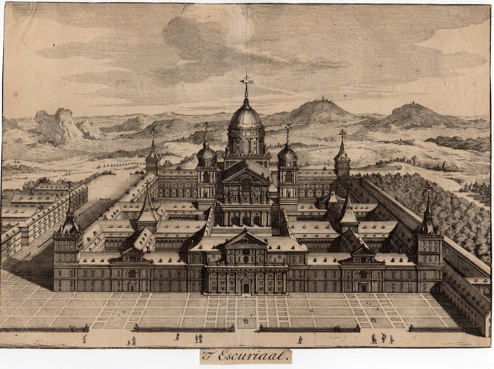 , Antique Print-ESCURIAL-MONASTRY-MADRID-SPAIN-Ribbius-Winter-1690, Pictura Antique Prints