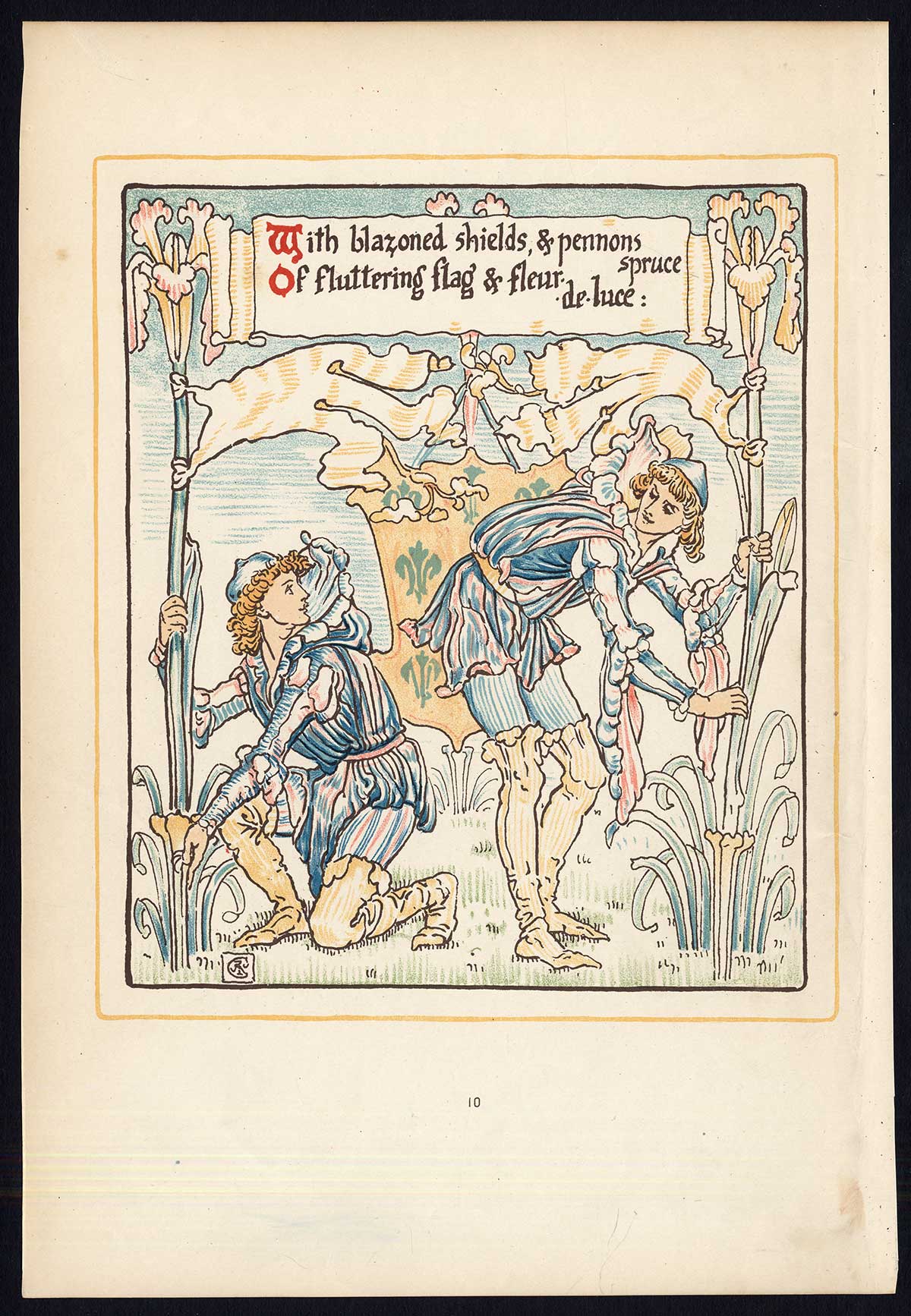 , Antique Print-CHILDREN’S STORY-QUEEN SUMMER-ART NOUVEAU-JUGENDSTIL-10-Crane-1891, Pictura Antique Prints