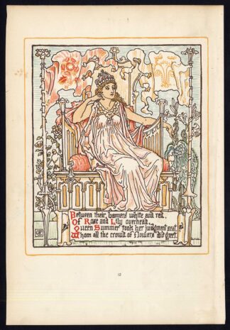 Antique Print-CHILDREN'S STORY-QUEEN SUMMER-ART NOUVEAU-JUGENDSTIL-12-Crane-1891