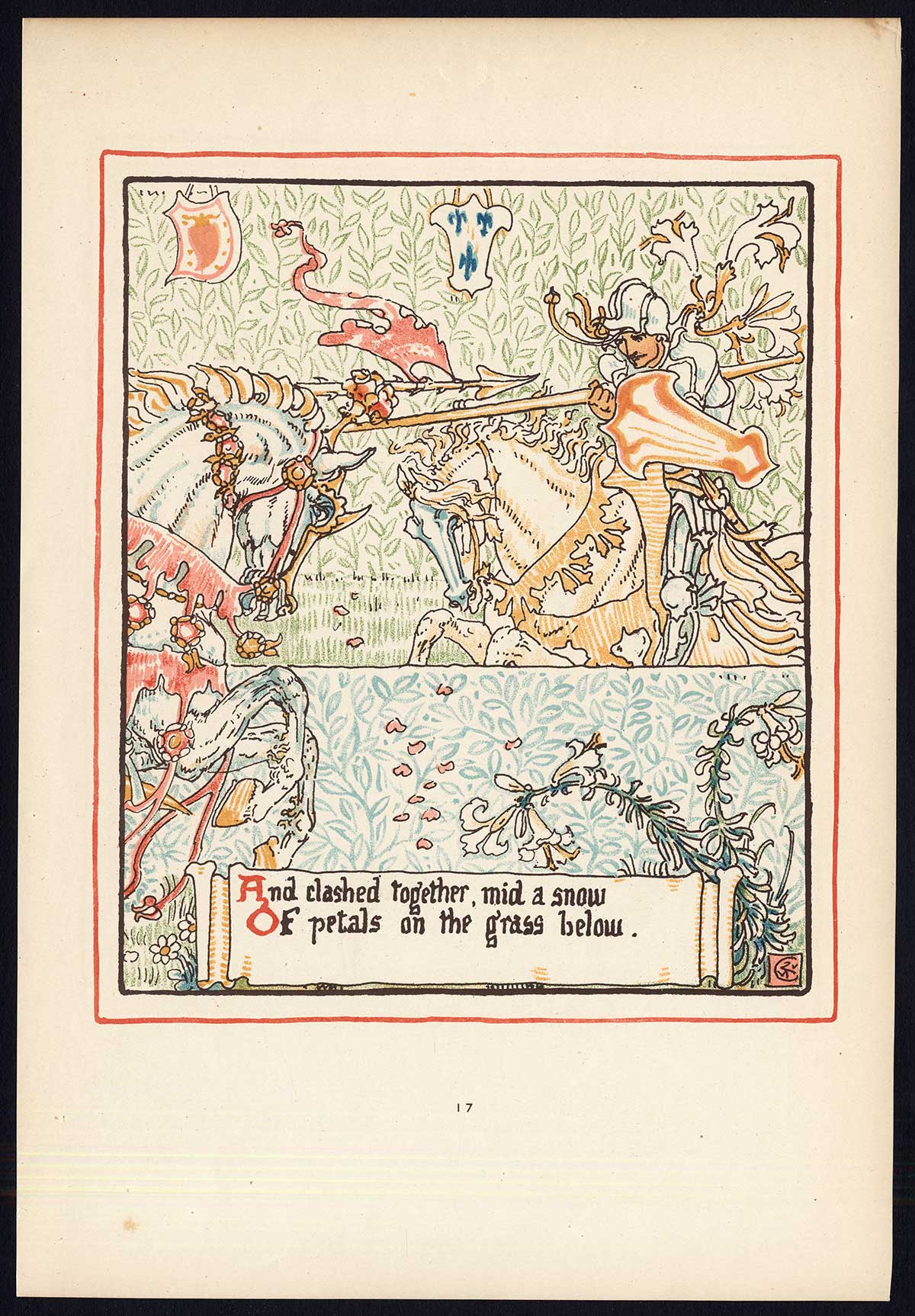 , Antique Print-CHILDREN’S STORY-QUEEN SUMMER-ART NOUVEAU-JUGENDSTIL-17-Crane-1891, Pictura Antique Prints
