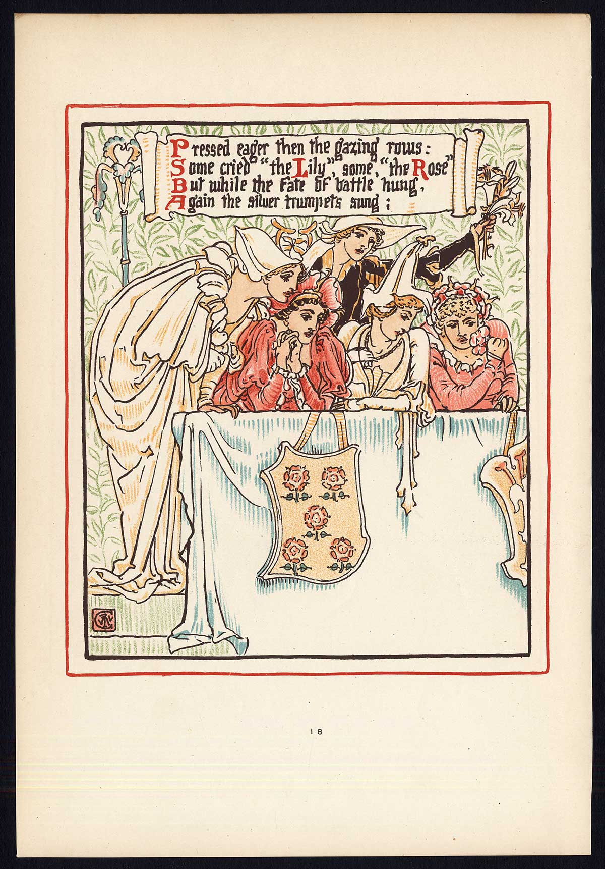 , Antique Print-CHILDREN’S STORY-QUEEN SUMMER-ART NOUVEAU-JUGENDSTIL-18-Crane-1891, Pictura Antique Prints