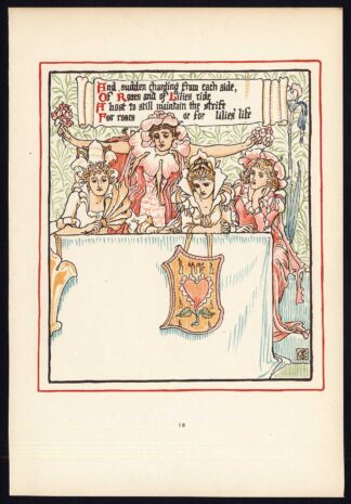Antique Print-CHILDREN'S STORY-QUEEN SUMMER-ART NOUVEAU-JUGENDSTIL-19-Crane-1891