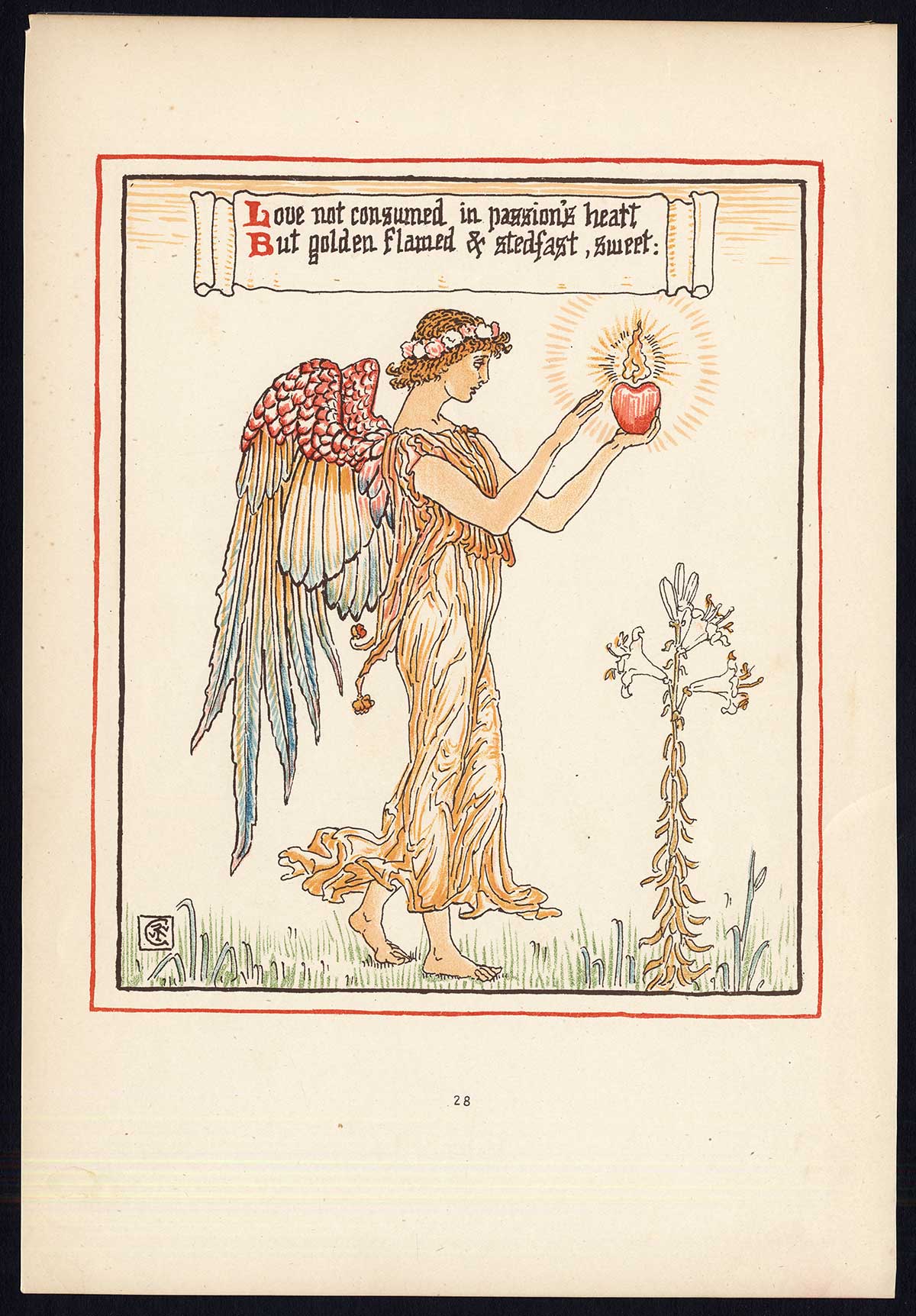 , Antique Print-CHILDREN’S STORY-QUEEN SUMMER-ART NOUVEAU-JUGENDSTIL-28-Crane-1891, Pictura Antique Prints