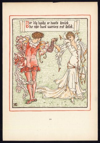 Antique Print-CHILDREN'S STORY-QUEEN SUMMER-ART NOUVEAU-JUGENDSTIL-39-Crane-1891