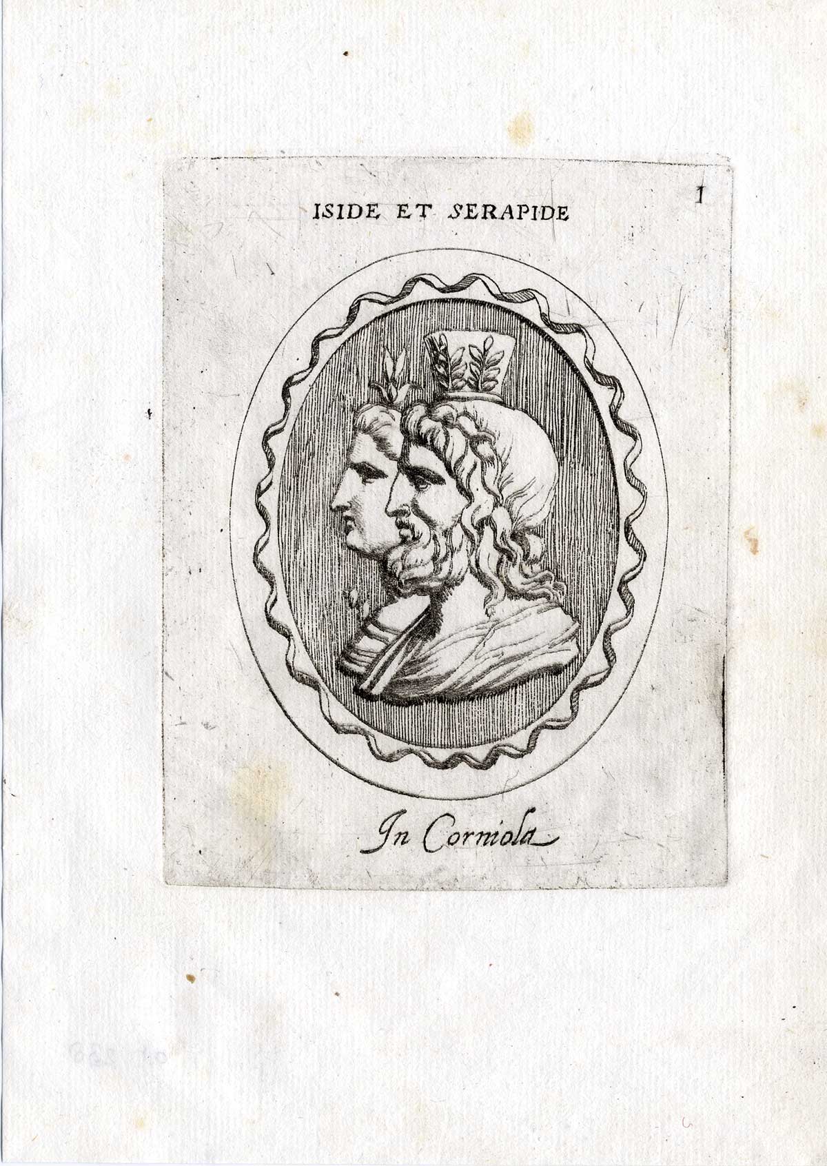 , Rare Antique Print-GEM-ISIS AND SERAPIS-ISIDE ET SERAPIDE-Agostini-Battista-1657, Pictura Antique Prints