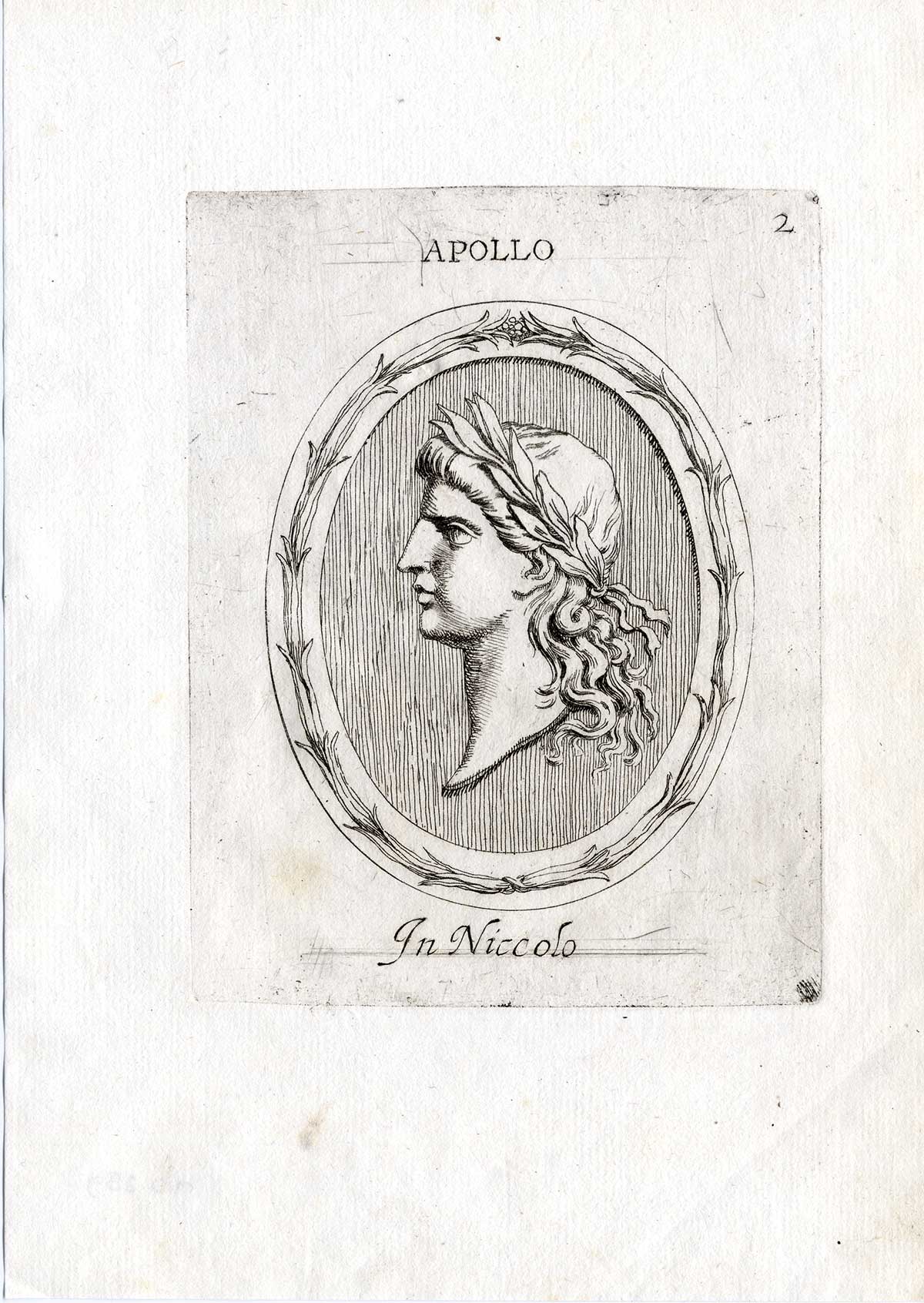 , Rare Antique Print-APOLLO-PORTRAIT-Pl. 2-Agostini-Battista-1657, Pictura Antique Prints