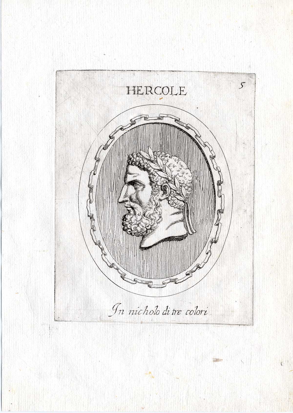 , Rare Antique Print-HERCULES-PORTRAIT-Pl. 5-Agostini-Battista-1657, Pictura Antique Prints