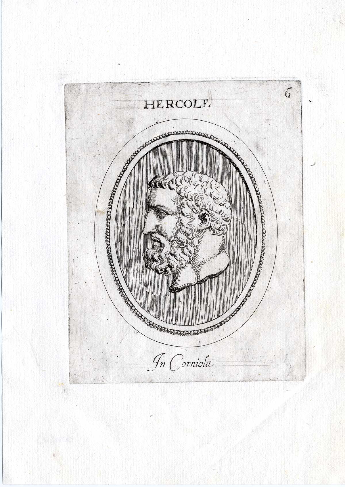 , Rare Antique Print-HERCULES-PORTRAIT-Pl. 6-Agostini-Battista-1657, Pictura Antique Prints