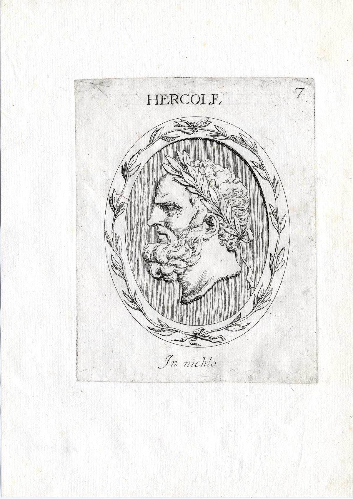 , Rare Antique Print-HERCULES-PORTRAIT-Pl. 7-Agostini-Battista-1657, Pictura Antique Prints