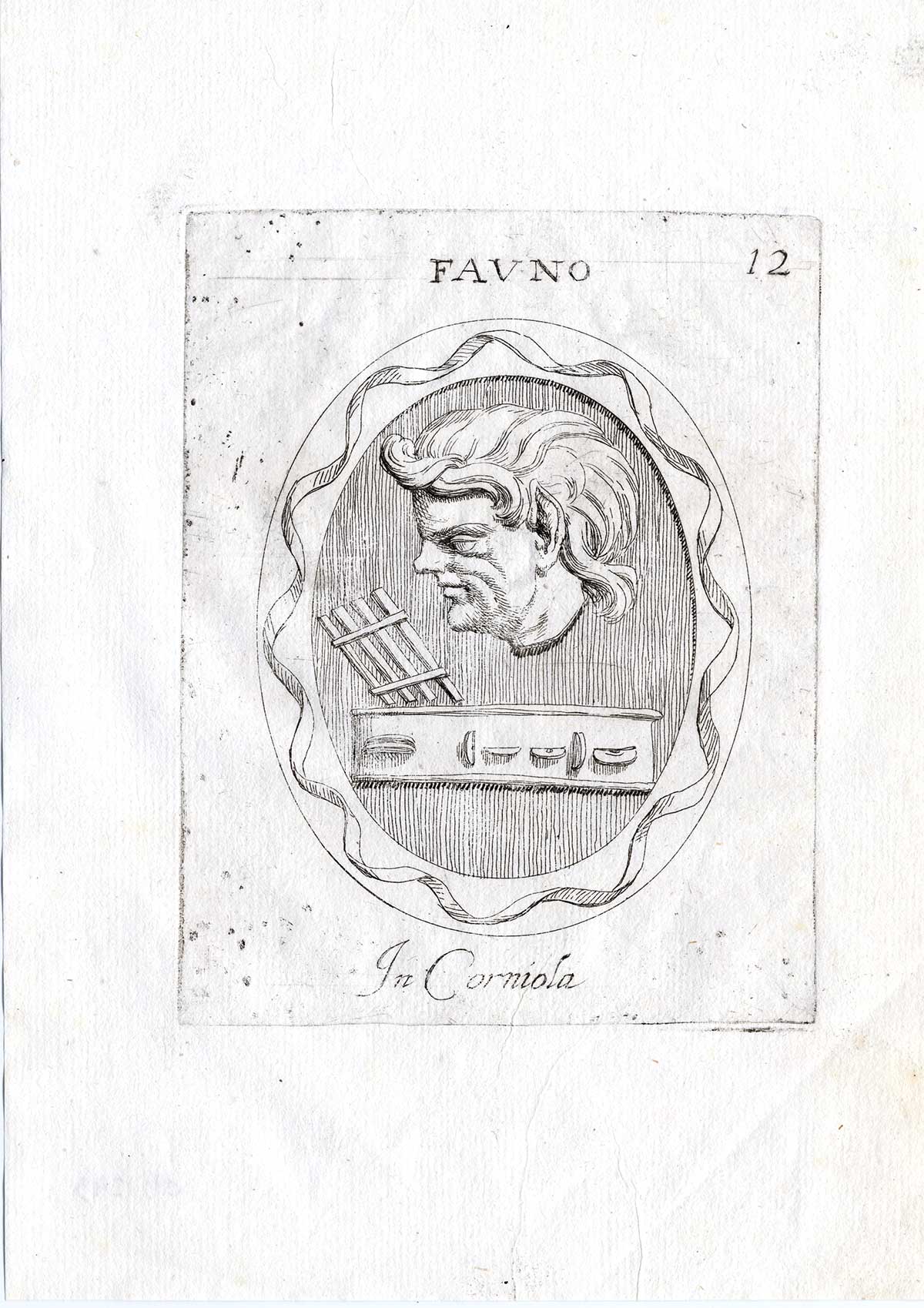 , Rare Antique Print-FAUN-REED PIPE-TAMBOURINE-Pl. 12-Agostini-Battista-1657, Pictura Antique Prints