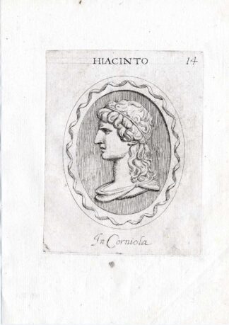 Rare Antique Print-HYACINTH-DIVINE HERO-GREEK-Pl. 14-Agostini-Battista-1657
