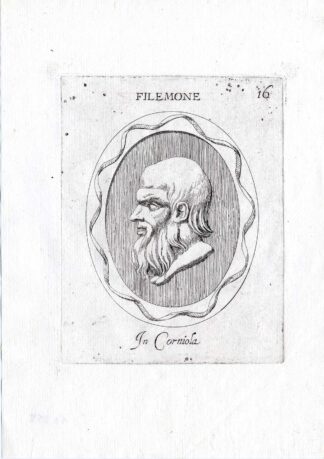Rare Antique Print-PHILEMON-POET-NEW COMEDY-Pl. 16-Agostini-Battista-1657