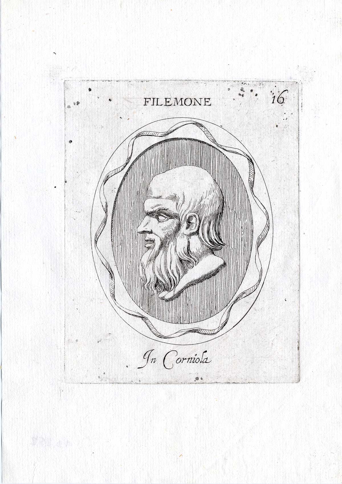 , Rare Antique Print-PHILEMON-POET-NEW COMEDY-Pl. 16-Agostini-Battista-1657, Pictura Antique Prints