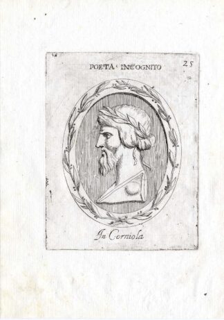 Rare Antique Print-UNKNOWN POET-PORTRAIT-Pl. 25-Agostini-Battista-1657