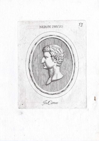 Rare Antique Print-NERO DRUSUS-EMPEROR-ROME-Pl. 53-Agostini-Battista-1657