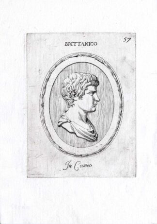 Rare Antique Print-BRITTANICUS-SON-CLAUDIUS-Pl. 57-Agostini-Battista-1657