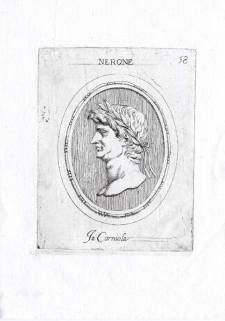 Rare Antique Print-NERO-EMPEROR-ROME-Pl. 58-Agostini-Battista-1657