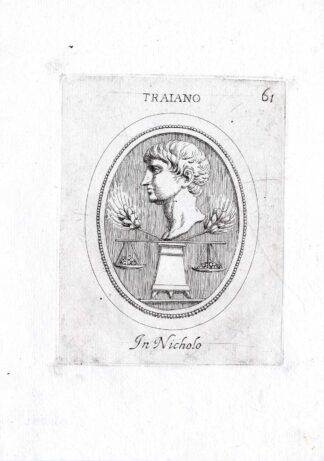 Rare Antique Print-TRAJAN-EMPEROR-ROME-Pl. 61-Agostini-Battista-1657