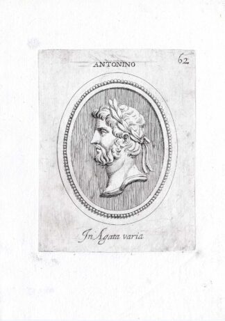 Rare Antique Print-ANTONINUS PIUS-EMPEROR ROME-Pl. 62-Agostini-Battista-1657
