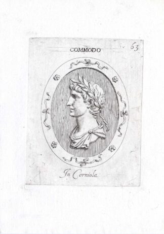 Rare Antique Print-COMMODUS-EMPEROR ROME-Pl. 63-Agostini-Battista-1657