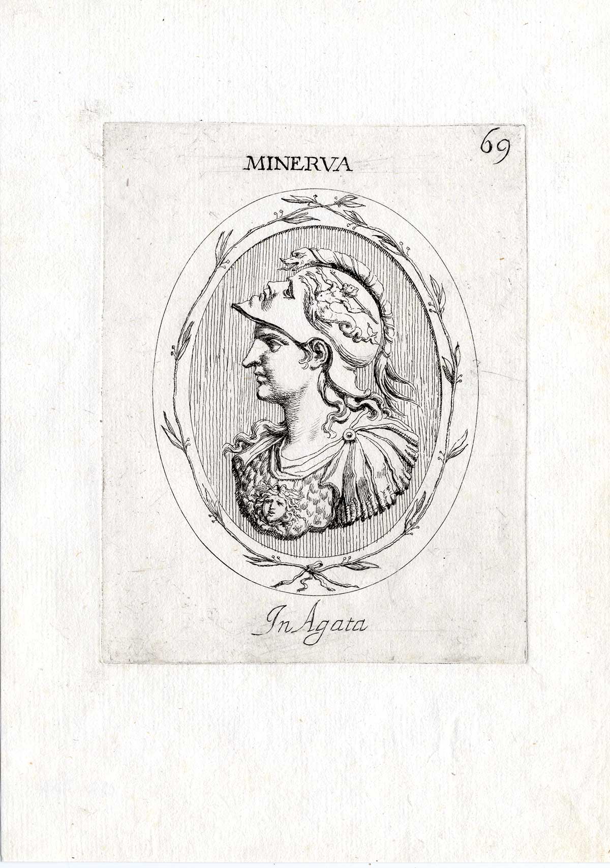 , Rare Antique Print-MINERVA-GODDESS-WISDOM-Pl. 69-Agostini-Battista-1657, Pictura Antique Prints
