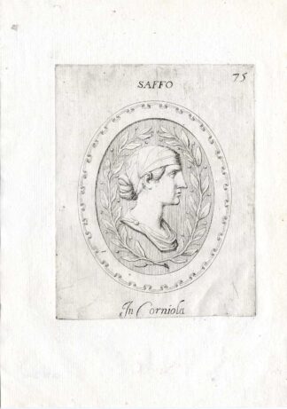 Rare Antique Print-SAPPHO-LESBOS-POETESS-GREEK-Pl. 75-Agostini-Battista-1657