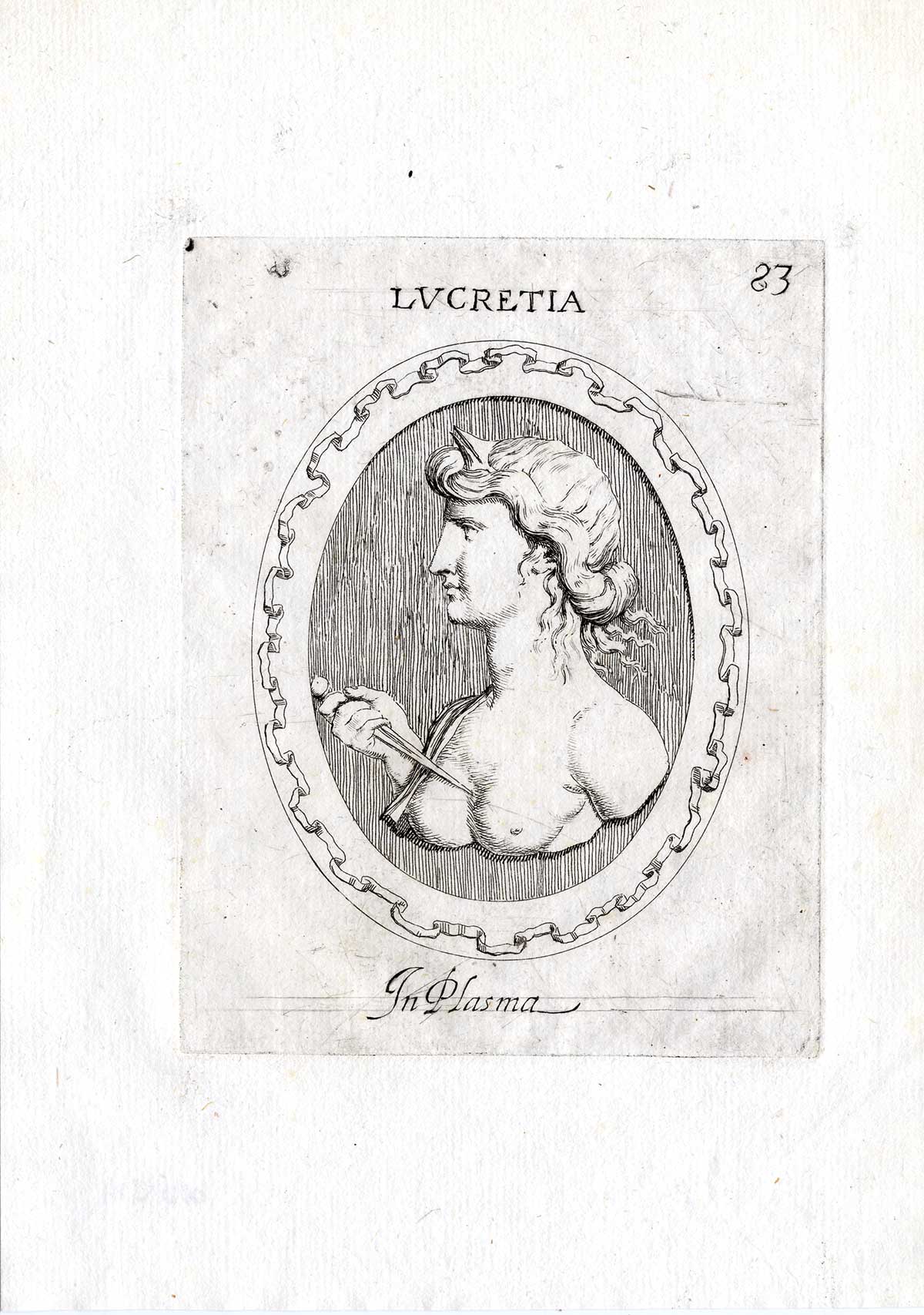 , Rare Antique Print-LUCRETIA-WOMAN-RAPE-Pl. 83-Agostini-Battista-1657, Pictura Antique Prints