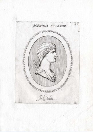 Rare Antique Print-AGRIPPINA ELDER-WIFE GERMANICUS-Pl. 84-Agostini-Battista-1657