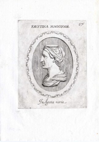 Rare Antique Print-FAUSTINA-ELDER-EMPEROR-PIUS-Pl. 87-Agostini-Battista-1657
