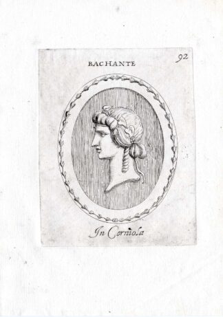 Rare Antique Print-MAENAD-BACCHANTE-BACCHUS-Pl. 92-Agostini-Battista-1657